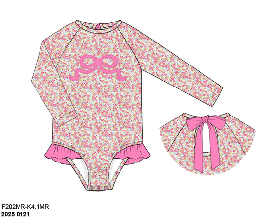 RTS: Later Gator- Girls Bow 1pc Long Sleeve Rash Guard Swim