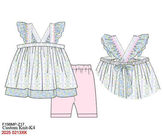 RTS: Matilda Floral & Plaid- Girls 2pc Biker Short Set