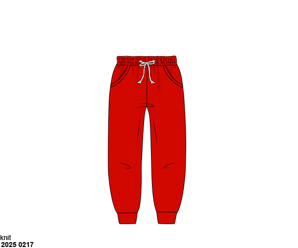 Pre Order 132: Boys Knit Bottoms- Red Joggers