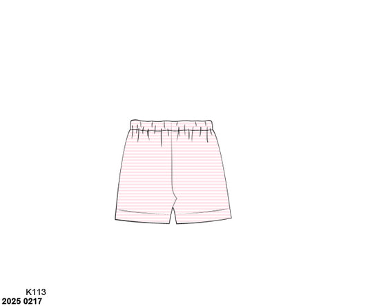RTS: Girls Bottoms- Knit Pink Stripe Biker Shorts
