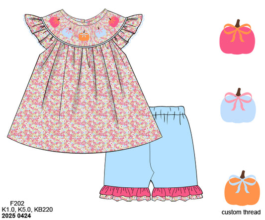 RTS: Remy's Pumpkins- Girls Knit Biker Short Set