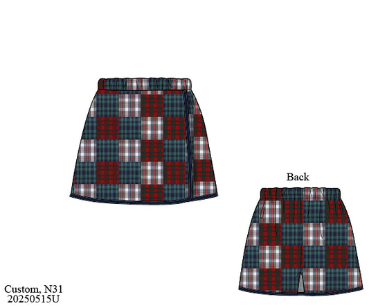 RTS: Christmas Madras- Mom/Mini Woven Skort