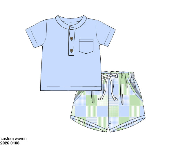 RTS: Cricket's Garden- Boys Woven Shortie Set