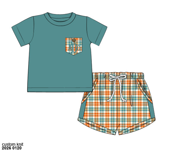 Pre Order 139: Poppy Floral & Plaid- Boys Woven Shortie Set