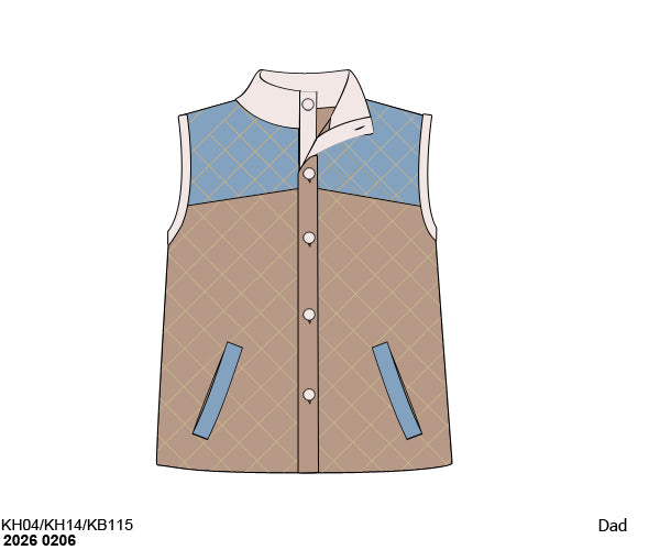 RTS: Owen Plaid & Livi Floral- Dad/Mini Quilted Woven Vest