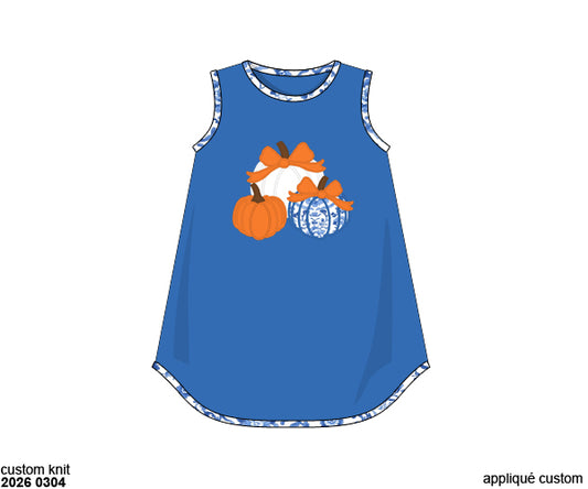 RTS: Chinoiserie Pumpkins- Girls Knit Play Dress