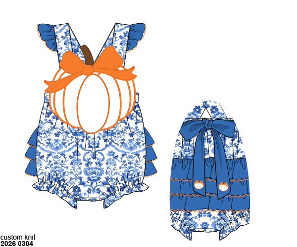 RTS: Chinoiserie Pumpkins- Girls Woven Bubble