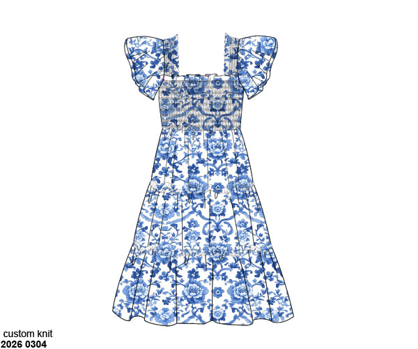 RTS: Chinoiserie Pumpkins- Mom/Mini Woven Midi Length Dress