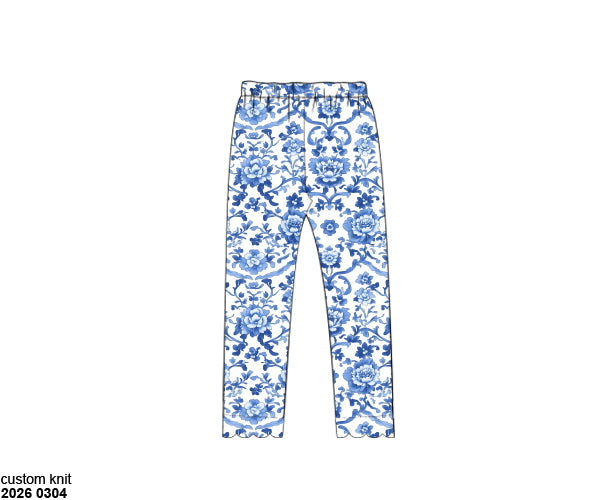 RTS: Chinoiserie Pumpkins- Girls Knit Leggings