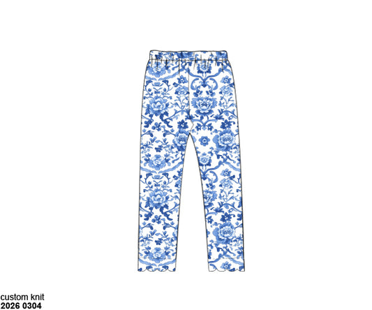 RTS: Chinoiserie Pumpkins- Girls Knit Leggings