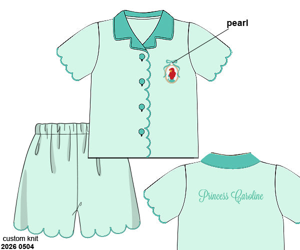 Pre Order 145: Royal Slumber- Girls Mint Princess Satin Lounge Set
