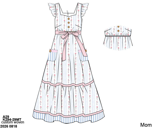 Pre Order 149: Lyndsey's Floral & Stripe- Mom/Mini Maxi Dress