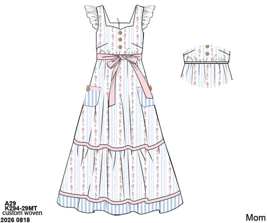 Pre Order 149: Lyndsey's Floral & Stripe- Mom/Mini Maxi Dress
