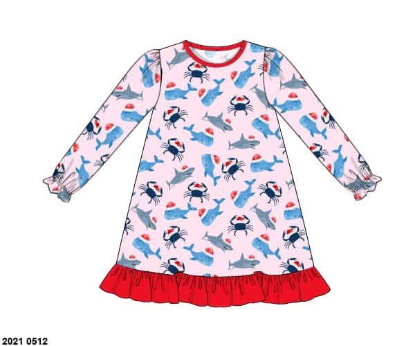 *CHRISTMAS RTS: Coastal Christmas- Girls Knit Gown