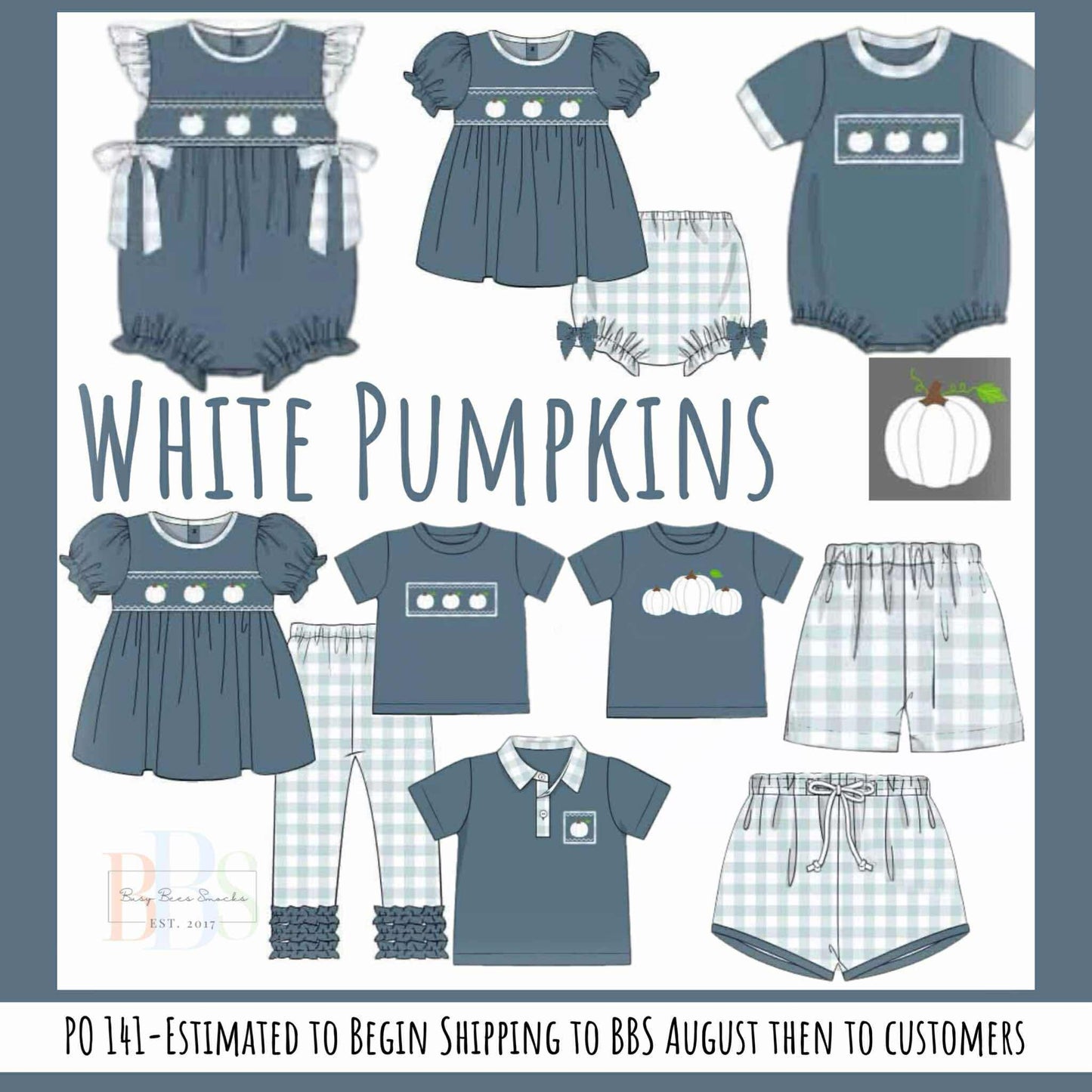 Pre Order 141: White Pumpkins- Boys Knit Traditional Shorts