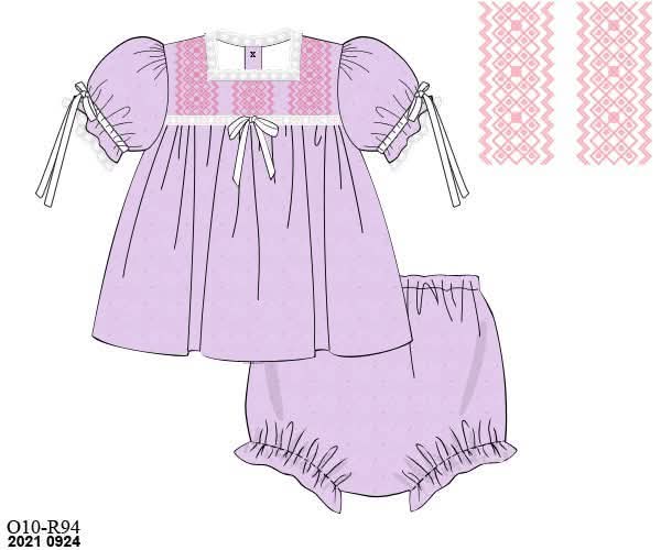Throwback Pre Order: Girls Only- Purple Swiss Dot Bloomer Set