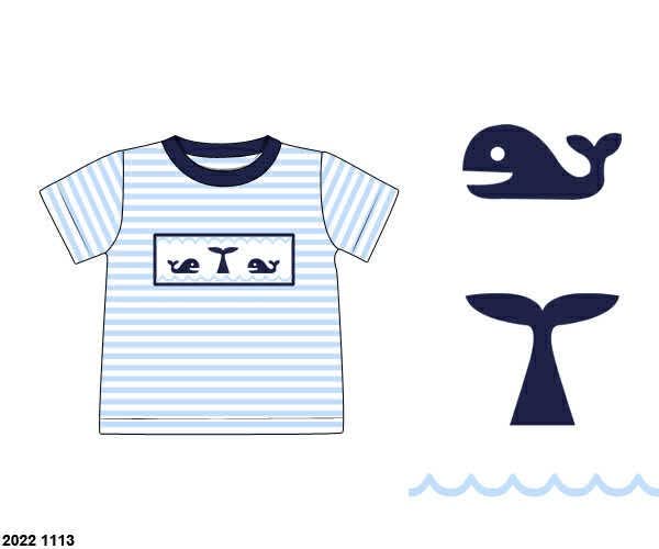 RTS: Critter Collection- Boys Smocked Whale Shirt