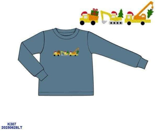 RTS: Christmas Shirt Only- Boys Construction