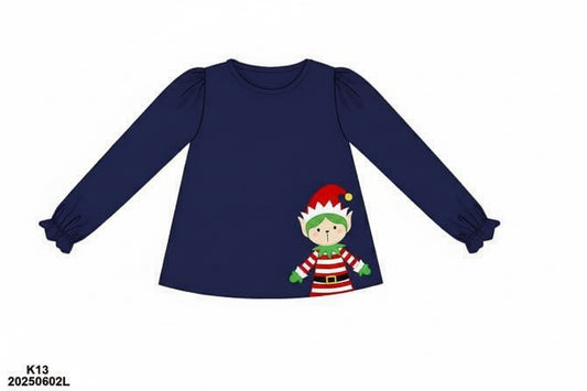 RTS: Christmas Shirt Only- Girls Green Hand Shirt