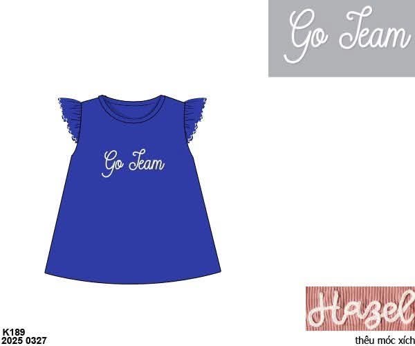 Pre Order 146: Basic Tees- Girls Royal Blue Chainstitch Knit Shirt