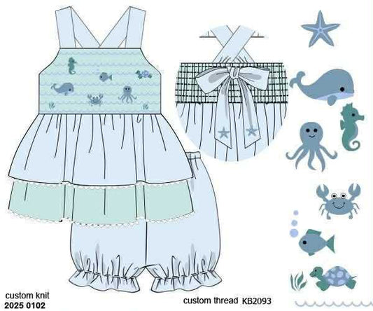 RTS: Riptide- Girls Knit Bubble Short Set