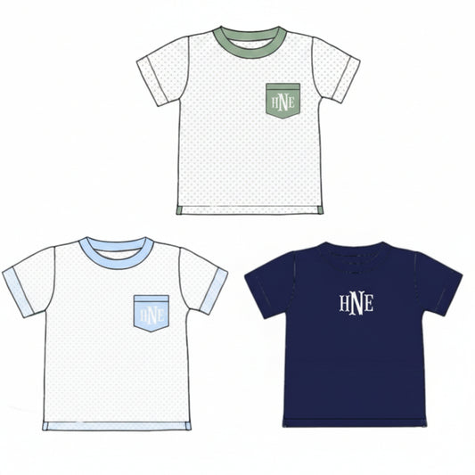 RTS: 3pc Shirt Packs- Boys Blue Dot, Feldspar Dot, & Navy "HNE"