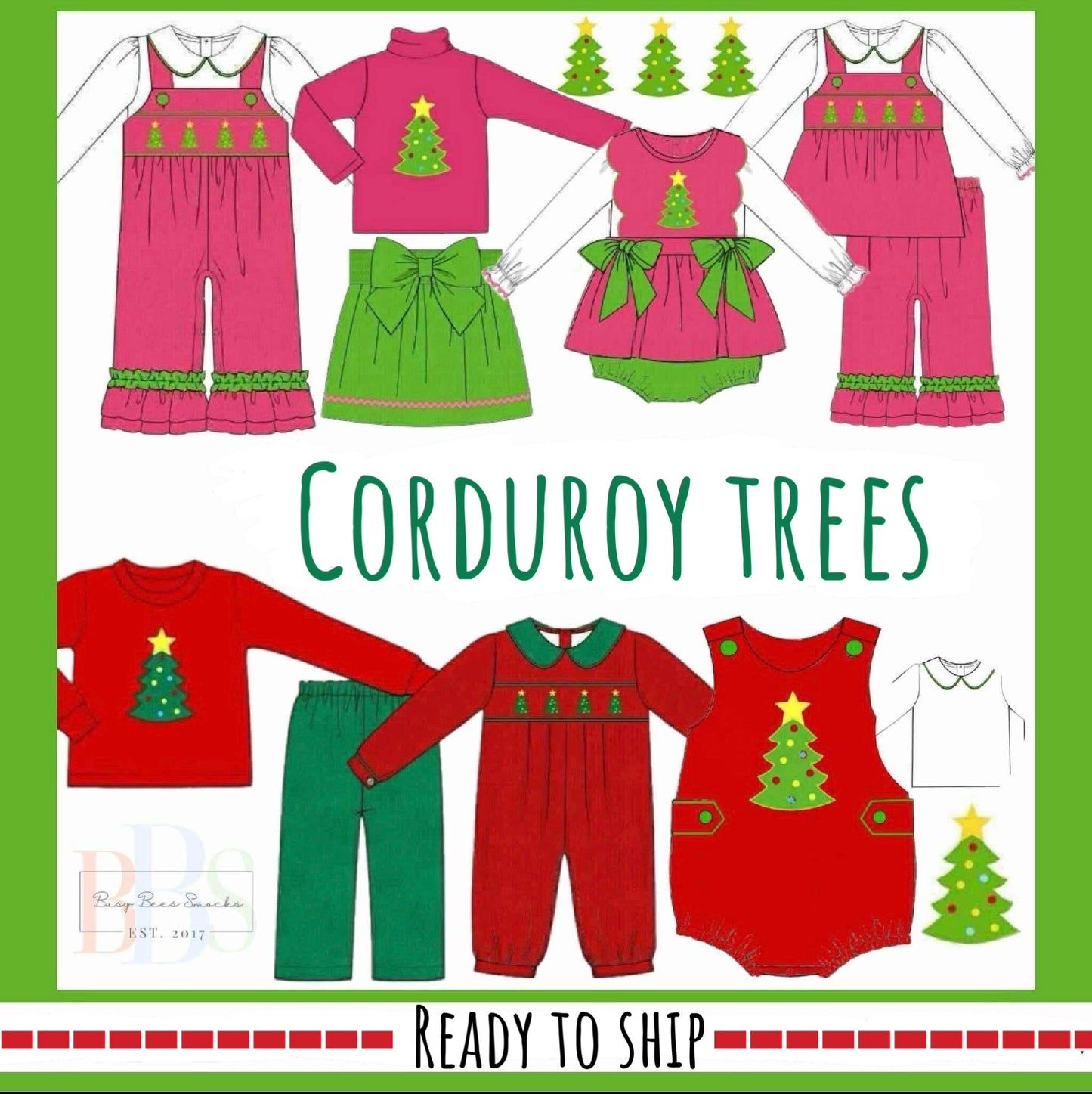 RTS: Corduroy Trees- Boys 2pc Bubble