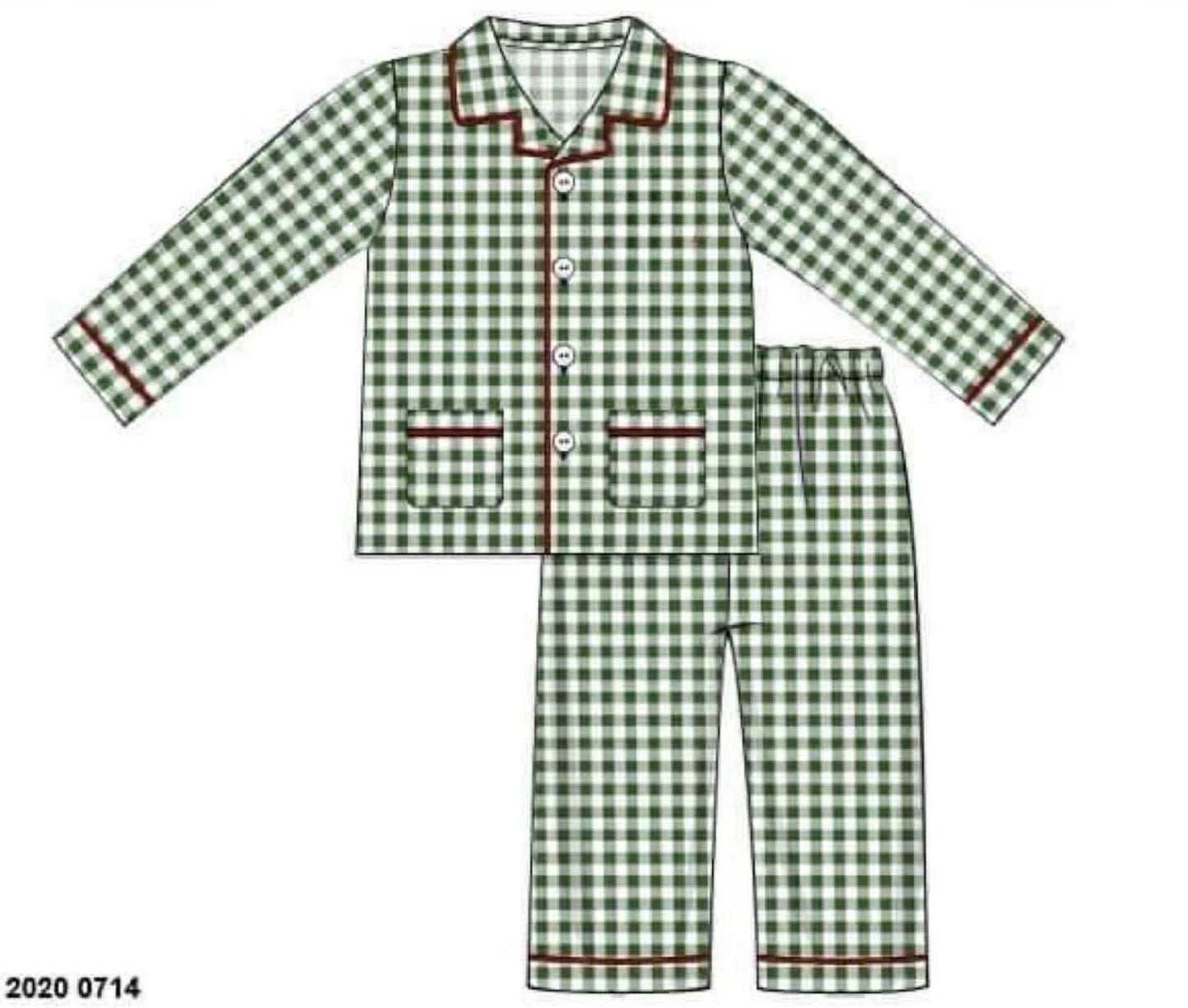*CHRISTMAS RTS: Green Gingham & Garnet- Boys Knit 2pc Lounge