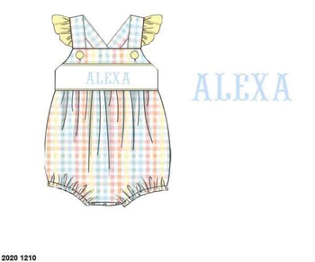 Customer Choice Pre Order 1: Girls Spring Plaid Name Smock Bubble
