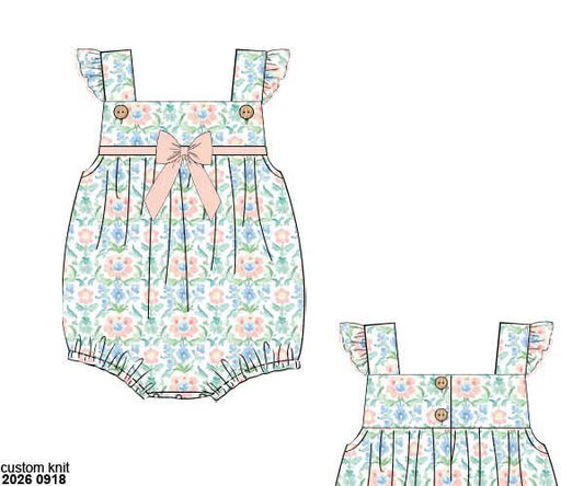 Pre Order 150: Layna Floral & Gingham- Girls Knit Bubble