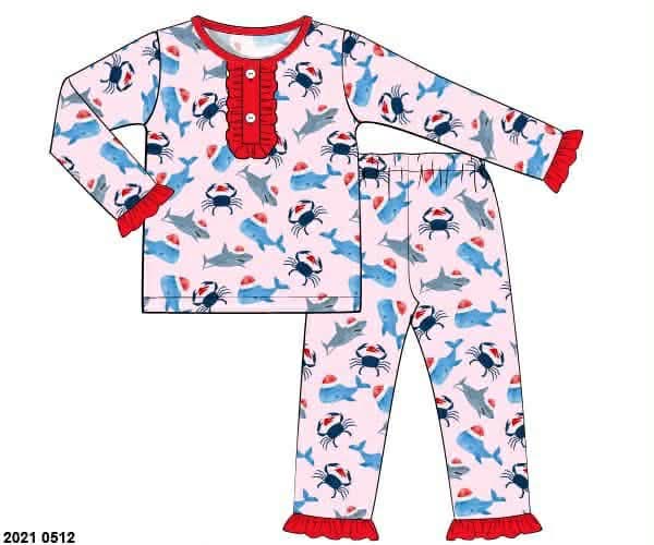 *CHRISTMAS RTS: Coastal Christmas- Girls Knit 2pc Lounge