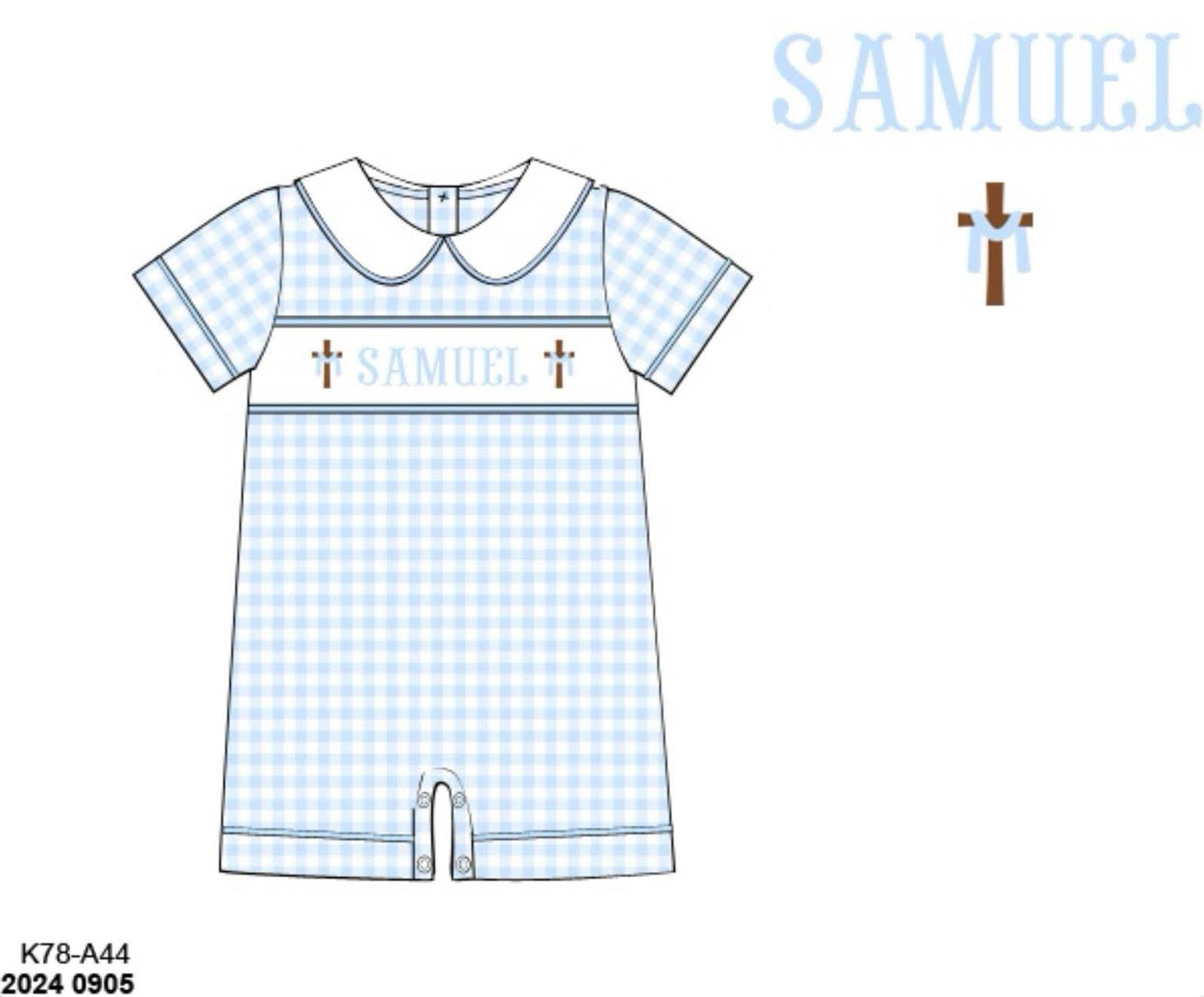 Pre Order 148: Cross Name Smocks- Boys Knit Shortall