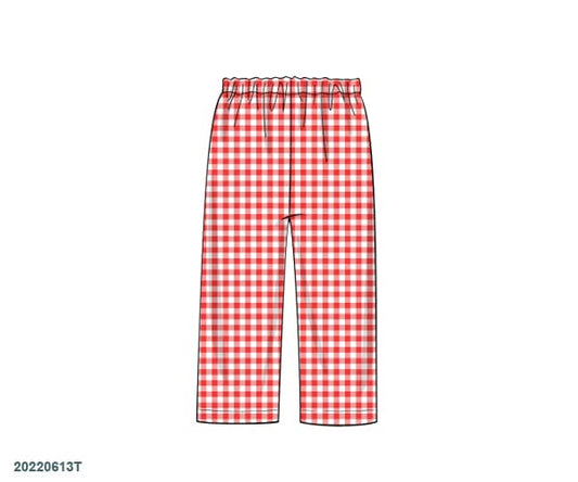 RTS: Christmas Bottoms- Boys Red Gingham Knit Pants