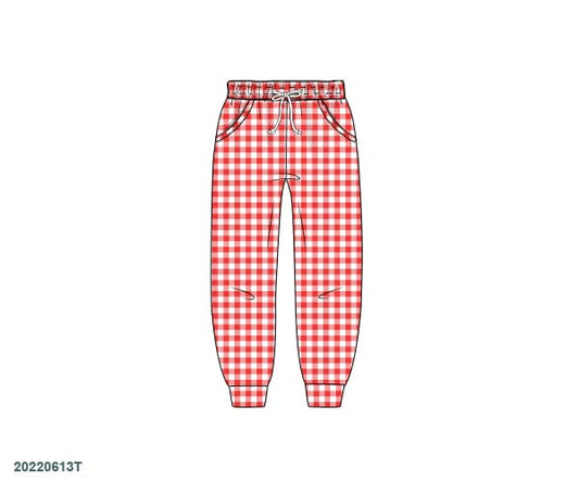 RTS: Christmas Bottoms- Boys Red Gingham Knit Joggers
