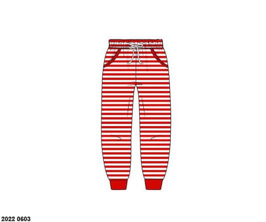RTS: Christmas Bottoms- Boys Red Stripe Knit Joggers