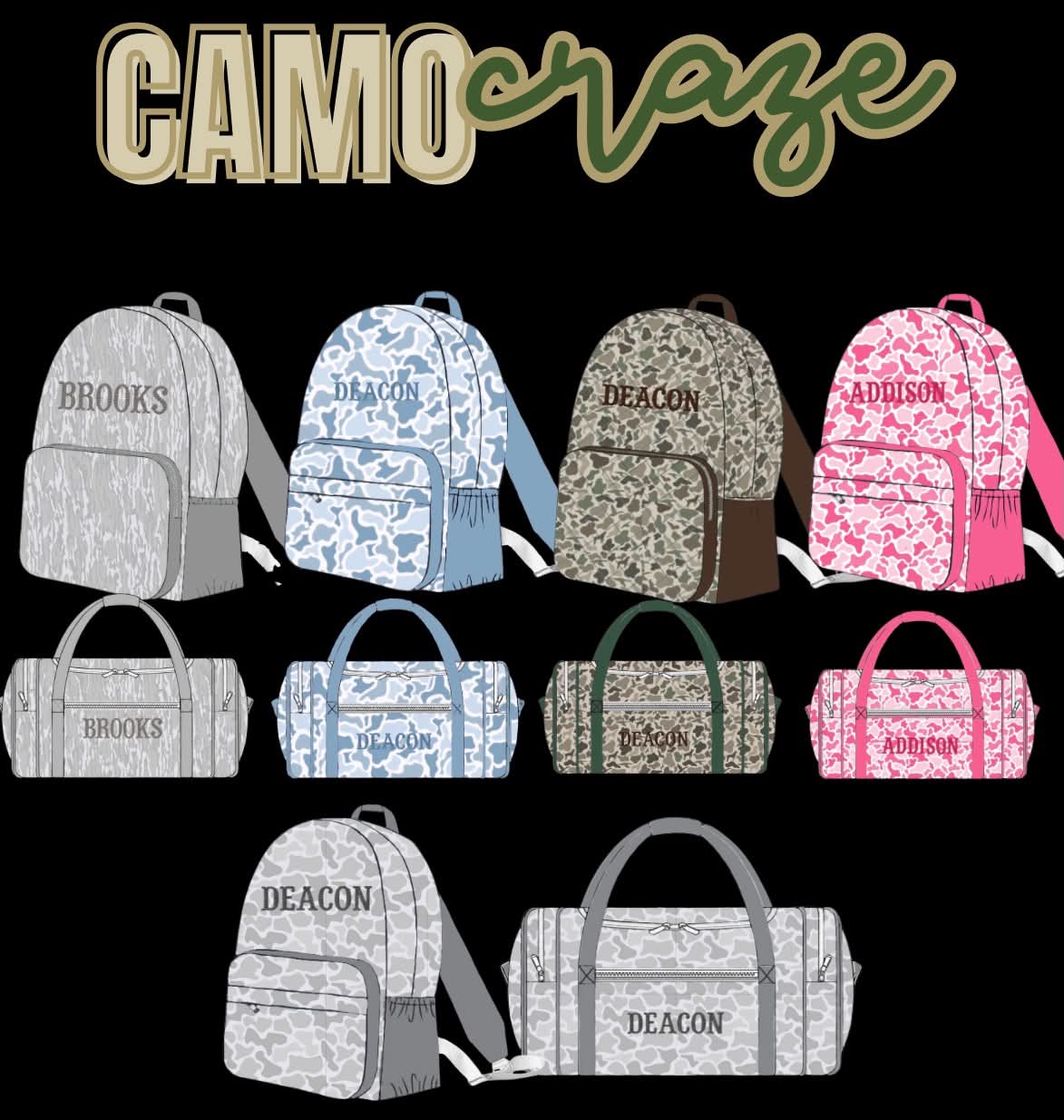 Camo Craze Flash Presale: Duffle Bags- Gray