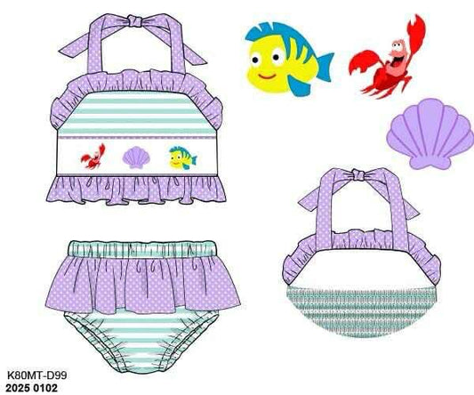 Pre Order 135: Under the Sea- Girls Rashguard 2pc Smocked Swim