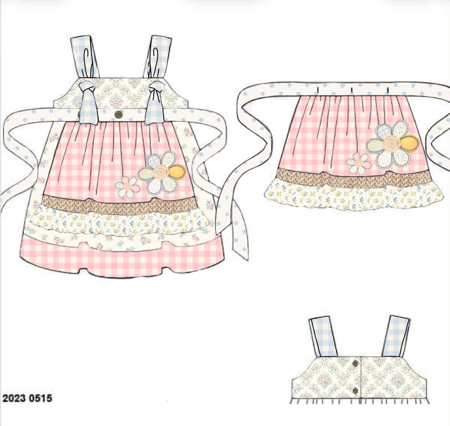 Honey 3: Homestead- Flowers: Girls Floral 2pc Apron Knot Top