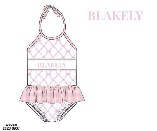 RTS: Ella Beau- Girls 1pc Name Smock Woven Swim "BLAKELY"