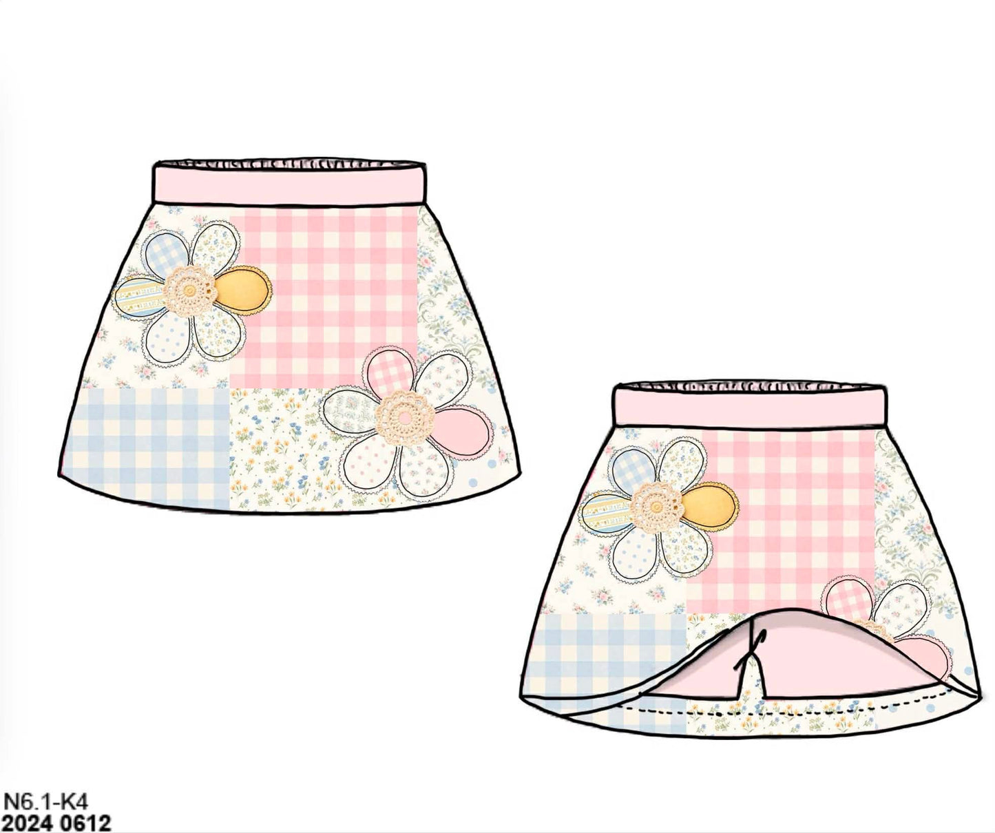 Honey 3: Homestead- Flowers: Girls Appliqué Woven Skort