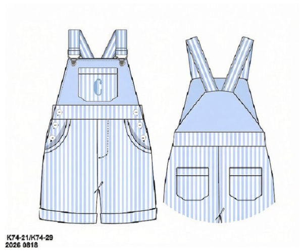 Pre Order 149: Lyndsey's Floral & Stripe- Boys Woven Overalls
