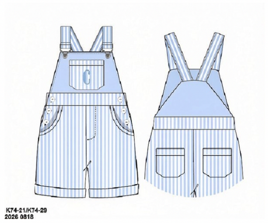 Pre Order 149: Lyndsey's Floral & Stripe- Boys Woven Overalls