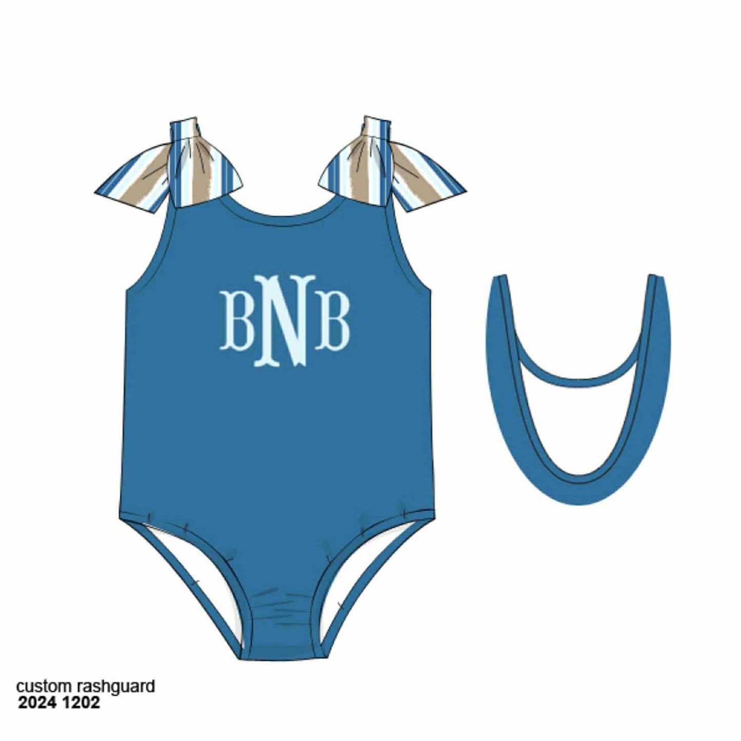 Pre Order 136: Driftwood- Girls Rashguard 1pc Swimsuit