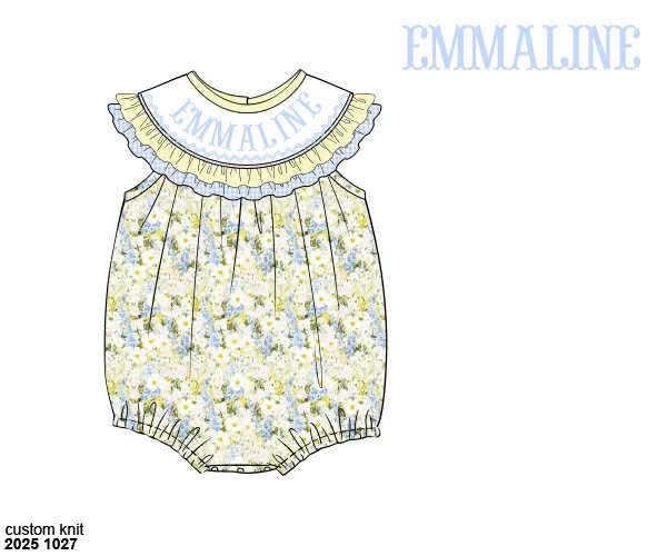 Pre Order 147: Birdie & Blue- Girls Name Smock Woven Bubble