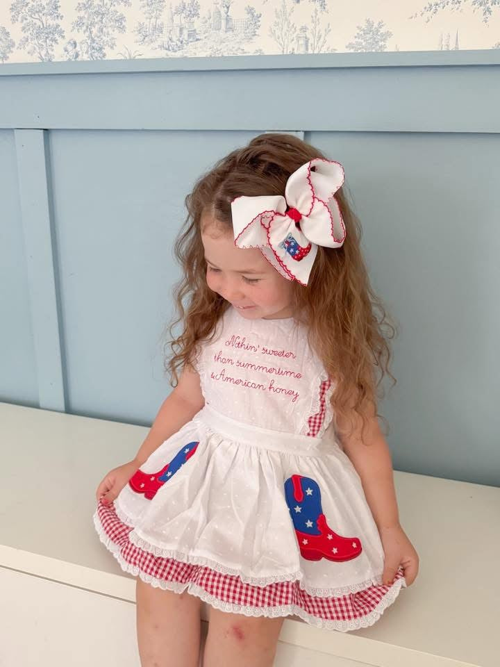 RTS: American Honey- Girls Woven Bubble Short Set