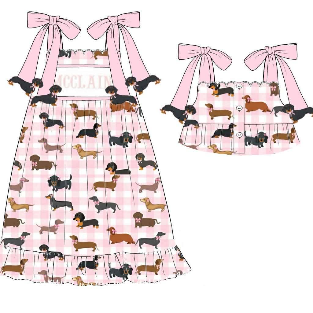 Pre Order 138: Darling Dachshunds- Girls Knit Dress