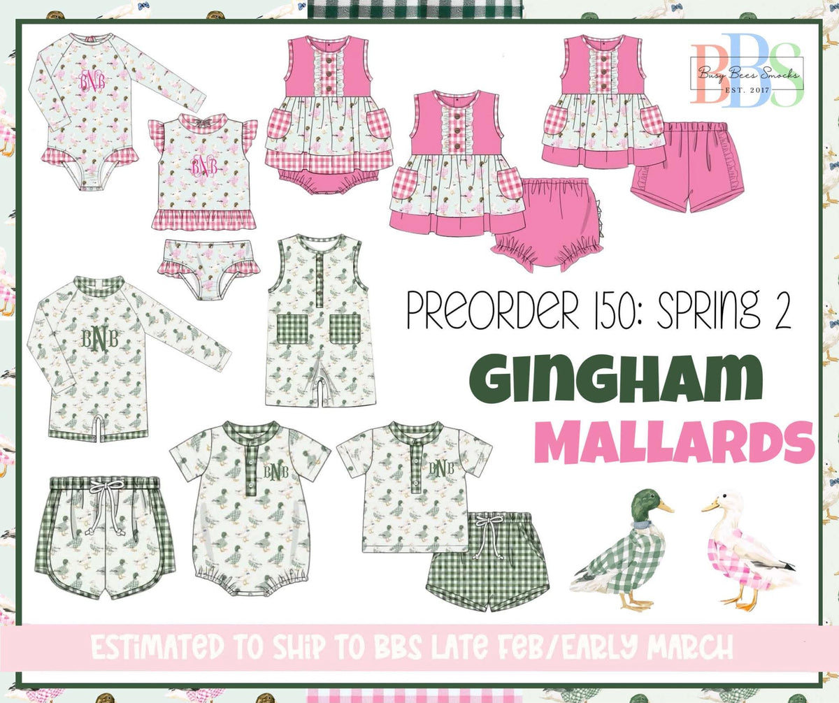 Pre Order 150: Gingham Mallards- Boys Knit Romper