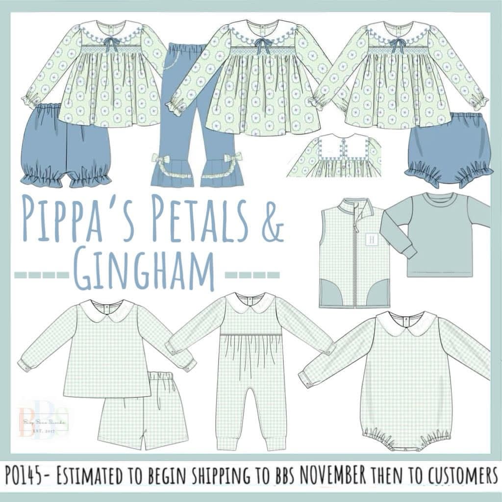 Pre Order 145: Pippa's Petals & Gingham- Boys Knit Romper