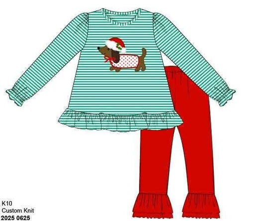 RTS: Feliz NaviDog- Girls Knit Legging Set