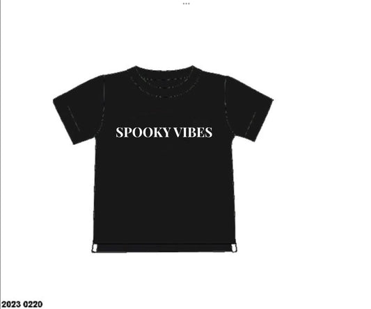 RTS: Boys Knit Shirt- Black "SPOOKY VIBES"